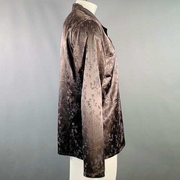 HAIDER ACKERMANN Size L Brown Jacquard Viscose Button Up Long Sleeve Shirt - Picture 3 of 6